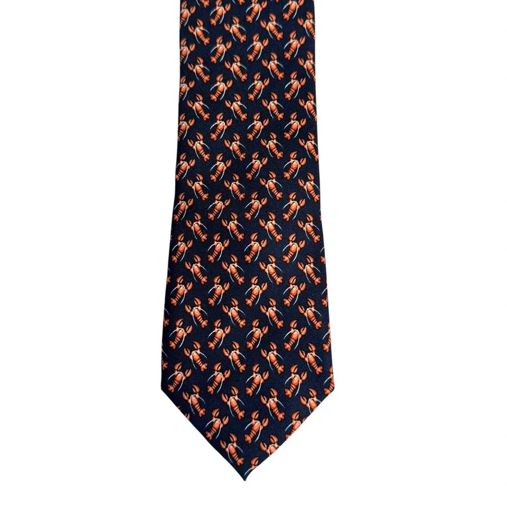Mens Lobster Tie Coastal Nautical Silk Beach Vacation Novelty